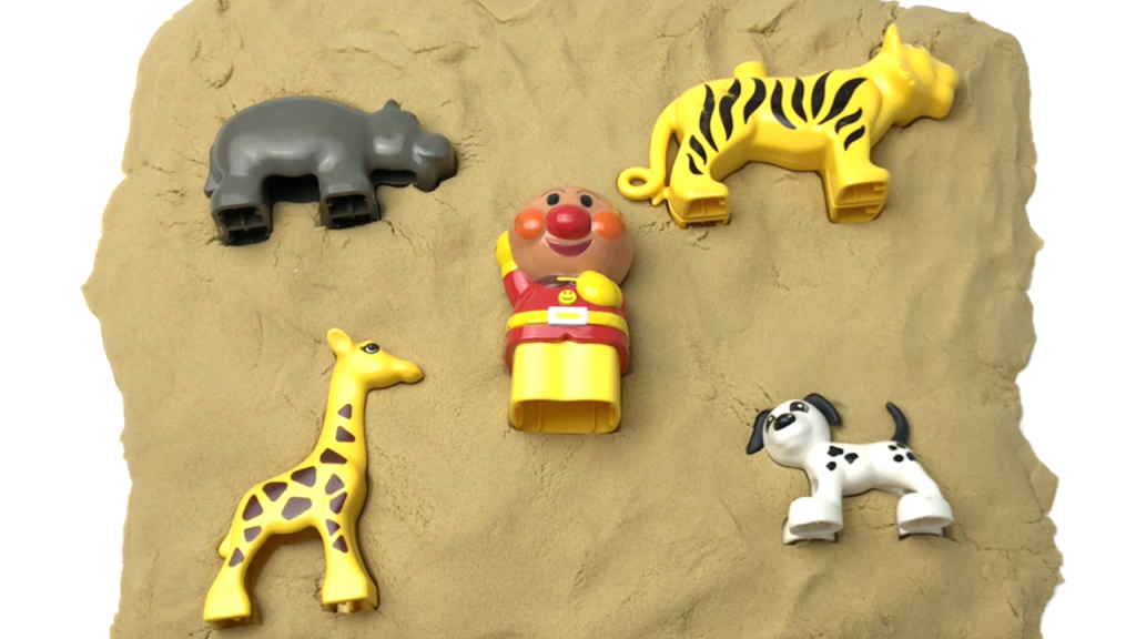 レゴデュプロ 動物の名前を学ぼう キリン トラ 犬 かば が出てくるよ☆ キネティックサンド 砂のパズル ブロック アンパンマン おもちゃも登場  子供向け  Yee Tan oharuko toys